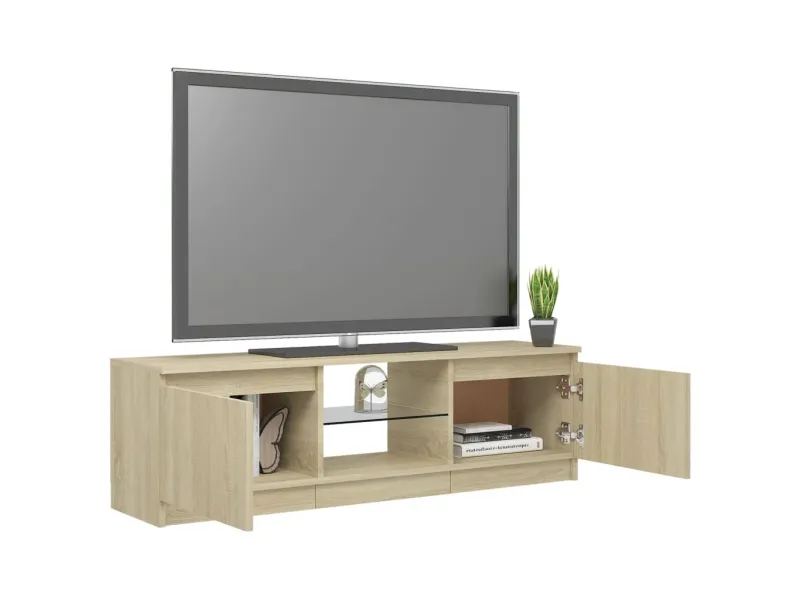 Meuble TV avec lumières LED chêne sonoma 120x30x35,5 cm