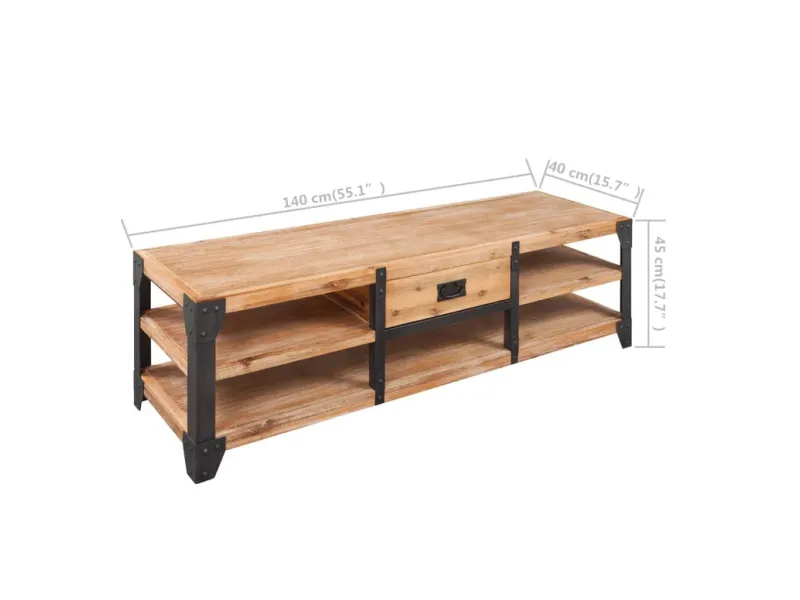 Meuble TV 140 x 40 x 45 cm Bois d'acacia massif