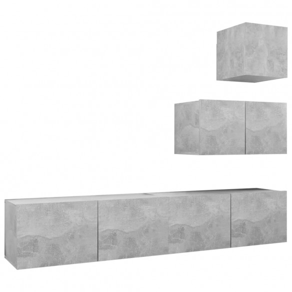 Ensemble de meuble TV 4 pcs Gris béton Aggloméré