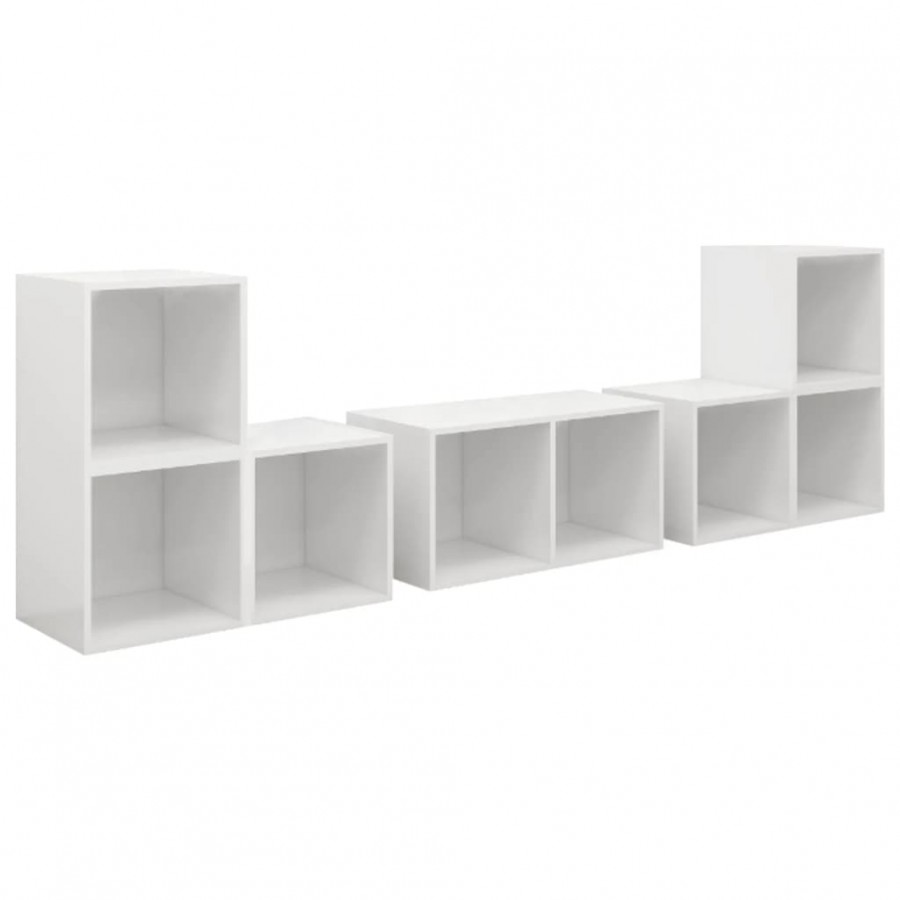 Ensemble de meubles TV 6 pcs Blanc brillant Aggloméré