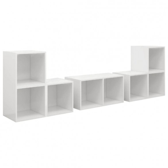 Ensemble de meubles TV 6 pcs Blanc brillant Aggloméré