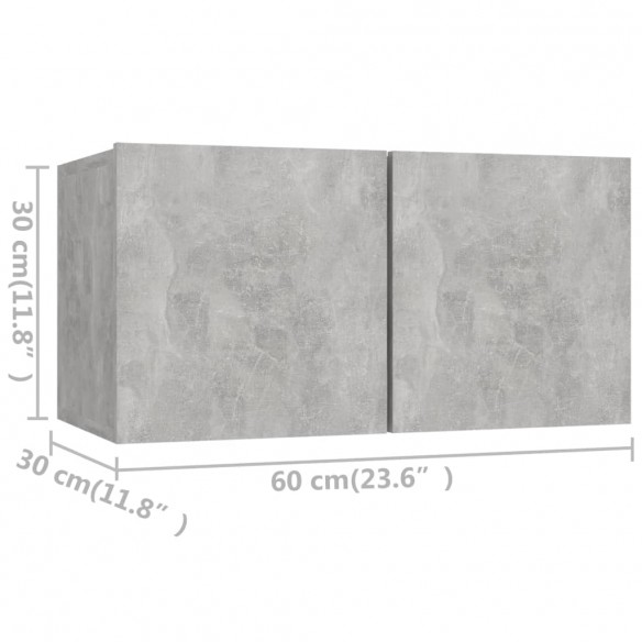 Ensemble de meuble TV 2 pcs Gris béton Aggloméré