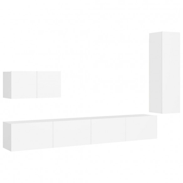 Ensemble de meuble TV 4 pcs Blanc Aggloméré