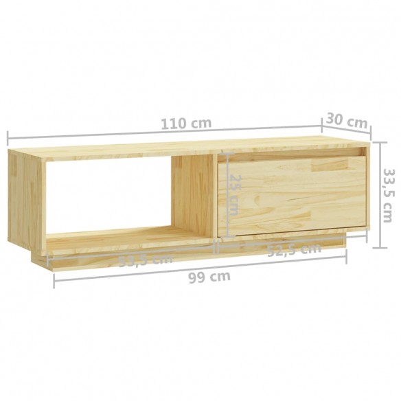 Meuble TV 110x30x33,5 cm Bois de pin massif