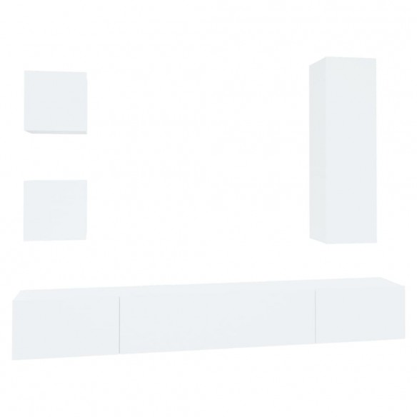 Ensemble de meubles TV 5 pcs Blanc Bois d'ingénierie