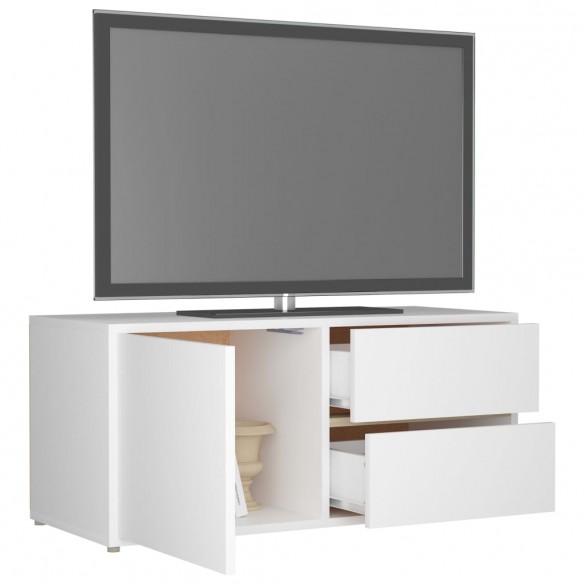 Meuble TV Blanc 80x34x36 cm Bois d'ingénierie