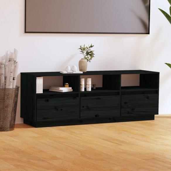 Meuble TV Noir 140x37x50 cm Bois de pin massif