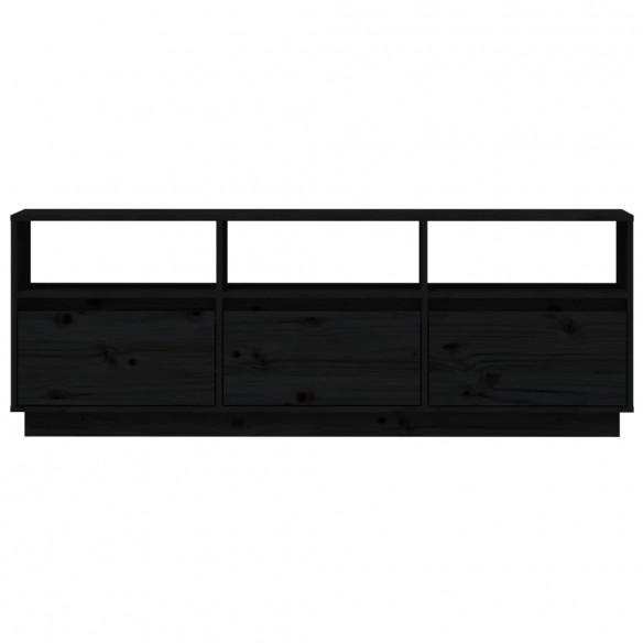 Meuble TV Noir 140x37x50 cm Bois de pin massif