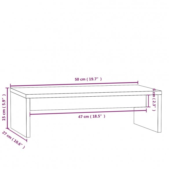 Support de moniteur Blanc 50x27x15 cm Bois de pin solide