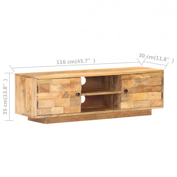 Meuble TV 116x30x35 cm Bois de manguier solide