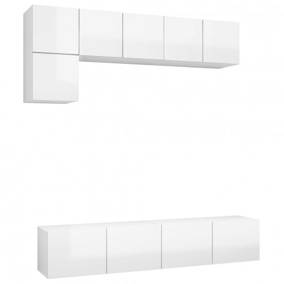 Ensemble de meuble TV 5 pcs Blanc brillant Aggloméré