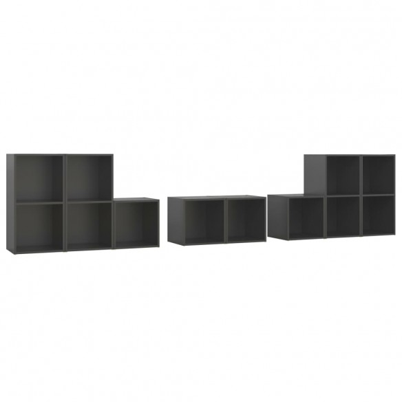 Ensemble de meubles TV 8 pcs Gris Aggloméré