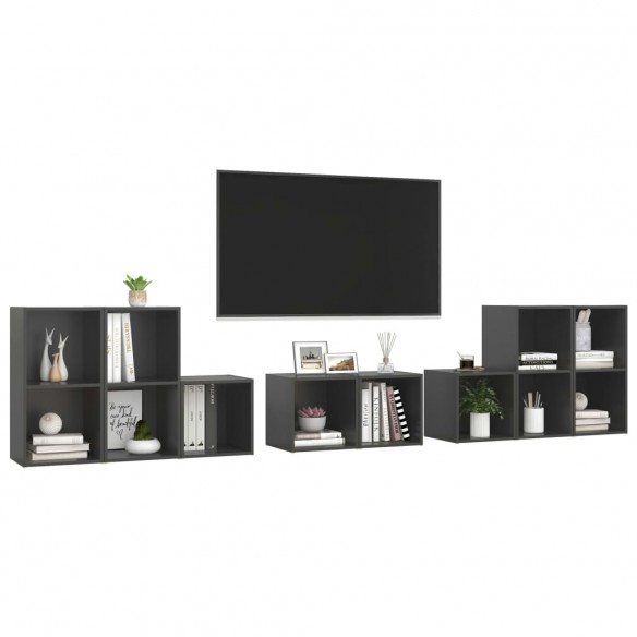 Ensemble de meubles TV 8 pcs Gris Aggloméré