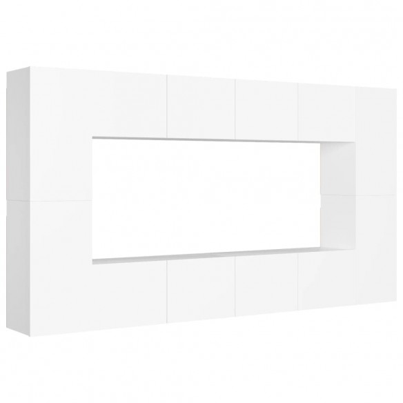 Ensemble de meubles TV 8 pcs Blanc Aggloméré