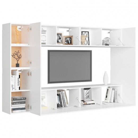 Ensemble de meubles TV 8 pcs Blanc Aggloméré