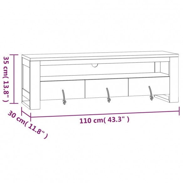 Meuble TV 110x30x35 cm Bois de teck solide