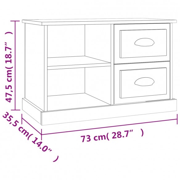 Meuble TV blanc brillant 73x35,5x47,5 cm bois d'ingénierie