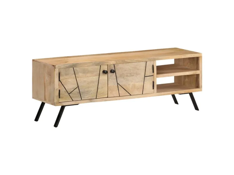Meuble TV 110x30x40 cm Bois massif de manguier