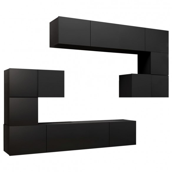 Ensemble de meuble TV 8 pcs Noir Aggloméré