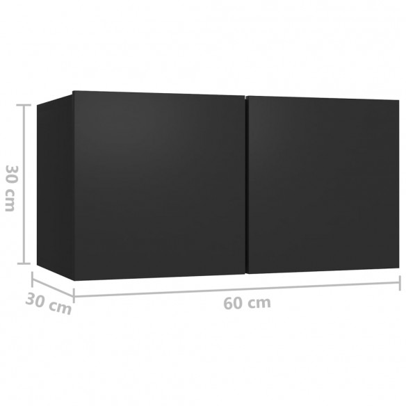 Ensemble de meuble TV 4 pcs Noir Aggloméré