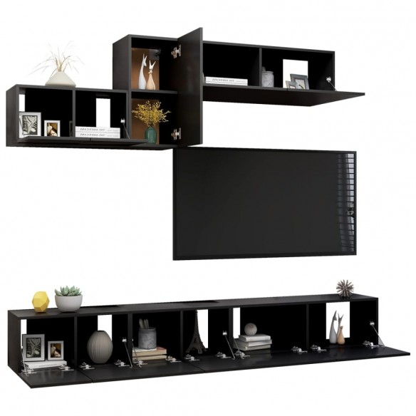 Ensemble de meuble TV 6 pcs Noir Aggloméré