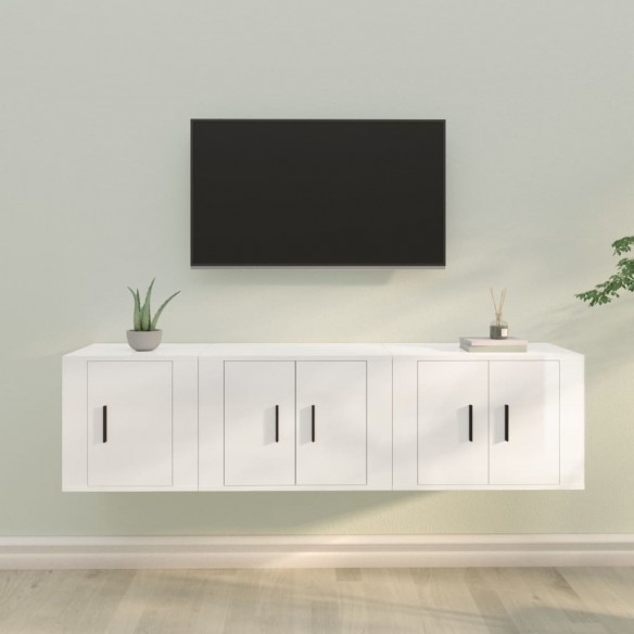 Ensemble de meubles TV 3 pcs Blanc brillant Bois d'ingénierie