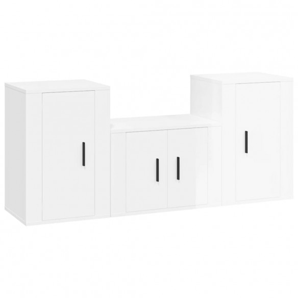 Ensemble de meubles TV 3 pcs Blanc brillant Bois d'ingénierie