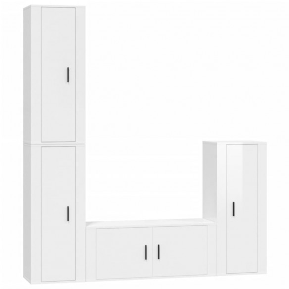 Ensemble de meubles TV 4 pcs Blanc brillant Bois d'ingénierie