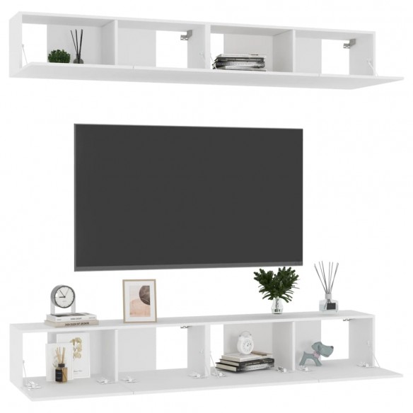 Meubles TV 4 pcs Blanc 100x30x30 cm Aggloméré