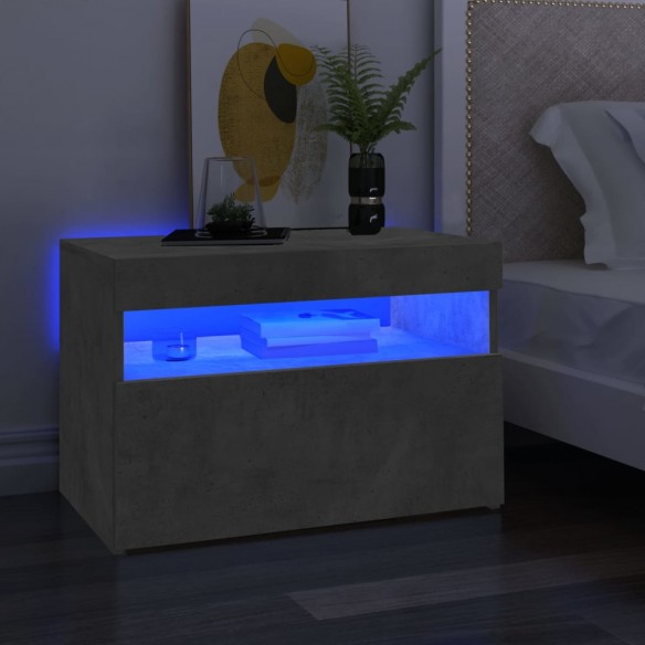 Meuble TV avec lumières LED gris béton 60x35x40 cm