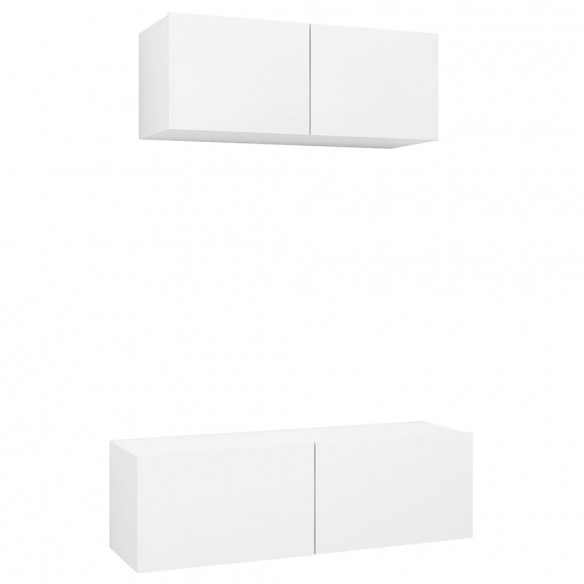 Ensemble de meuble TV 2 pcs Blanc Aggloméré