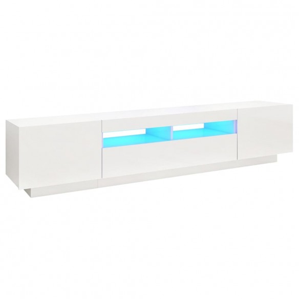 Meuble TV avec lumières LED Blanc brillant 200x35x40 cm