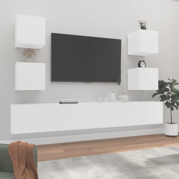 Ensemble de meubles TV 6 pcs Blanc Bois d'ingénierie