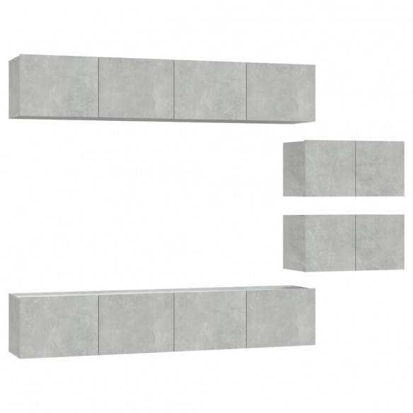 Ensemble de meubles TV 6 pcs Gris béton Bois d'ingénierie