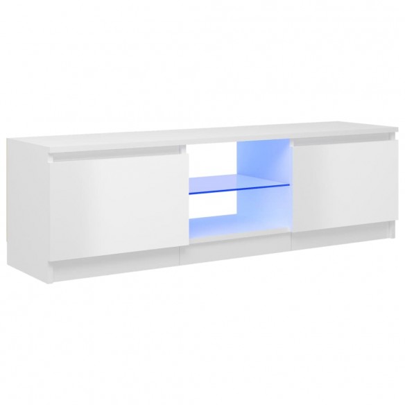 Meuble TV avec lumières LED blanc brillant 120x30x35,5 cm