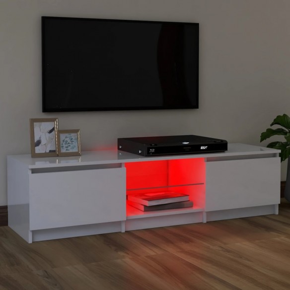 Meuble TV avec lumières LED blanc brillant 120x30x35,5 cm