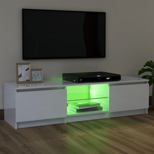 Meuble TV avec lumières LED blanc brillant 120x30x35,5 cm