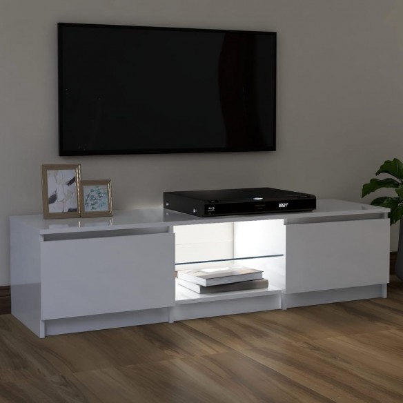 Meuble TV avec lumières LED blanc brillant 120x30x35,5 cm