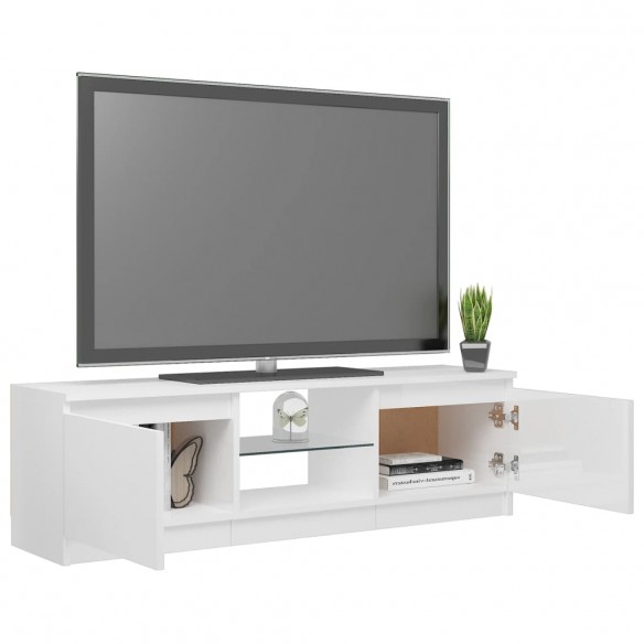 Meuble TV avec lumières LED blanc brillant 120x30x35,5 cm