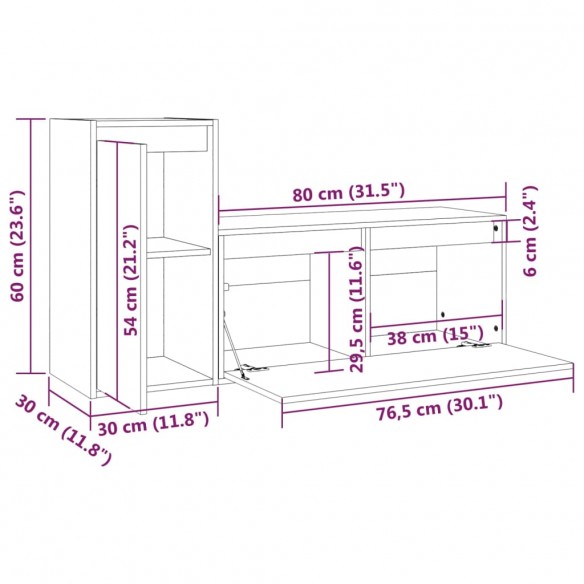 Meubles TV 2 pcs Bois massif de pin