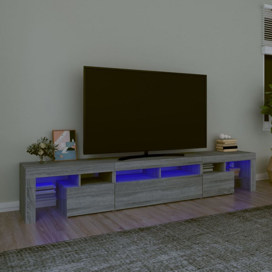 Meuble TV avec lumières LED Sonoma gris 230x36,5x40 cm