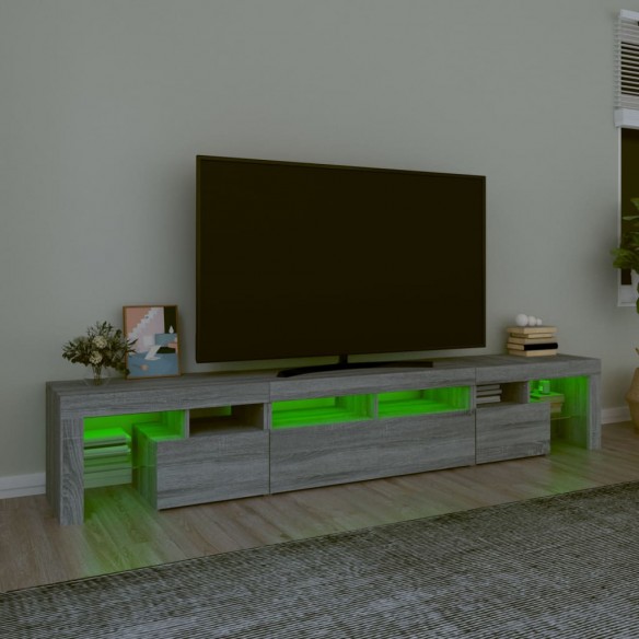 Meuble TV avec lumières LED Sonoma gris 230x36,5x40 cm