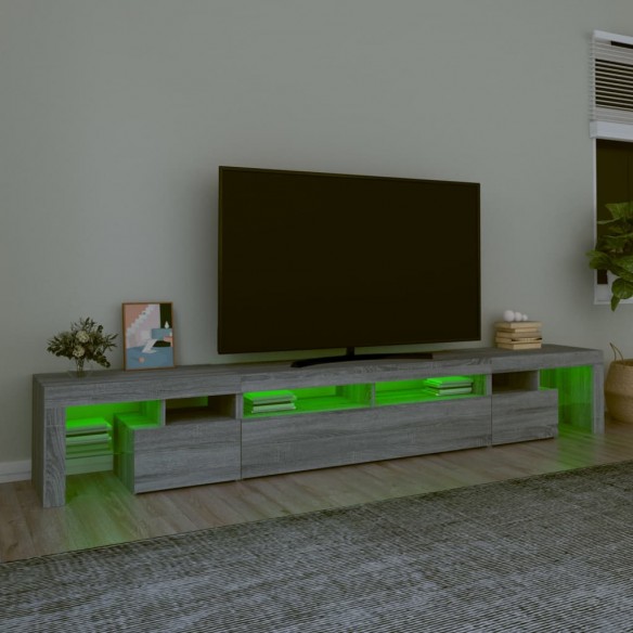 Meuble TV avec lumières LED Sonoma gris 260x36,5x40 cm