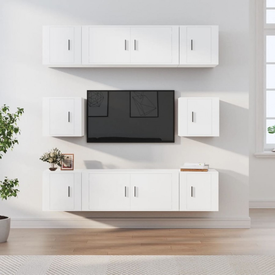 Ensemble de meubles TV 8 pcs Blanc Bois d'ingénierie