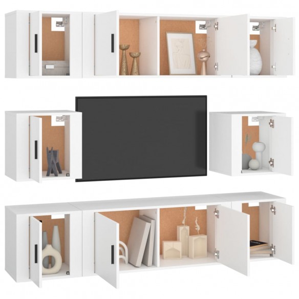 Ensemble de meubles TV 8 pcs Blanc Bois d'ingénierie