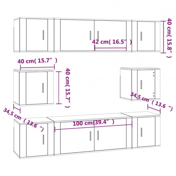 Ensemble de meubles TV 8 pcs Blanc Bois d'ingénierie