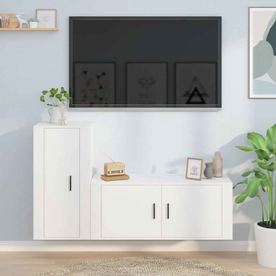 Ensemble de meubles TV 2 pcs Blanc Bois d'ingénierie