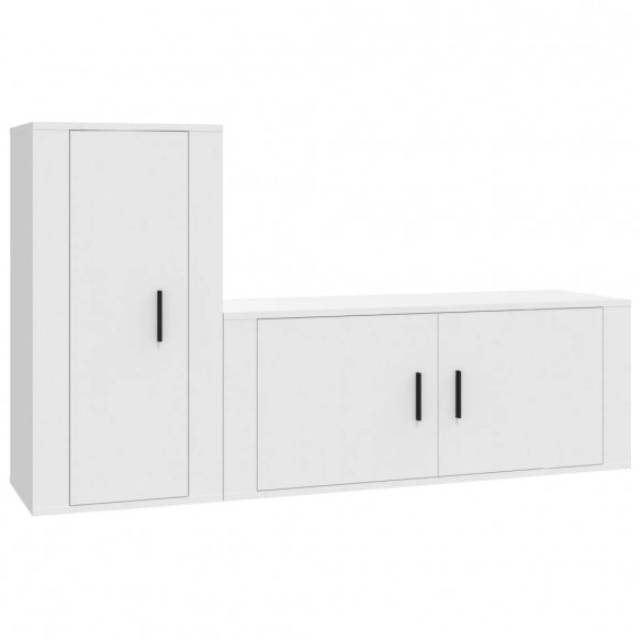 Ensemble de meubles TV 2 pcs Blanc Bois d'ingénierie