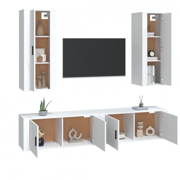 Ensemble de meubles TV 4 pcs Blanc Bois d'ingénierie