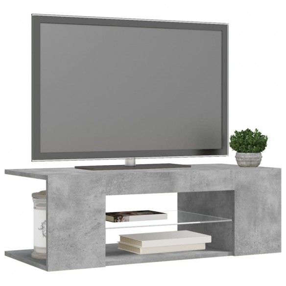 Meuble TV avec lumières LED gris béton 90x39x30 cm